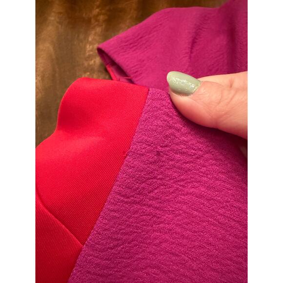 Betsey Johnson Women’s Fuchsia Red Colorblock Sleeveless Scuba Crepe Dress 8 - Picture 6 of 11